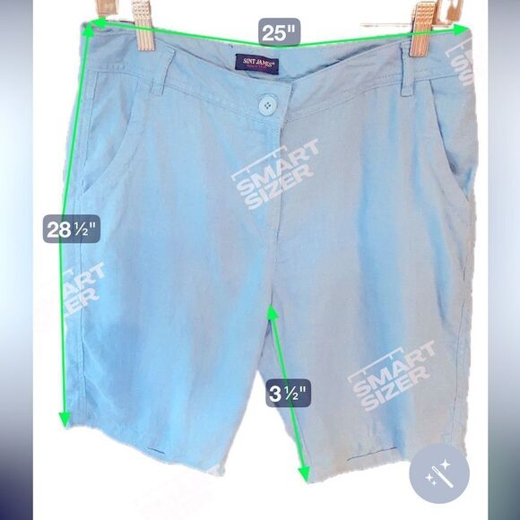 Saint James Sz 8 Classic Luxury Light Blue Chino Bermuda Cotton Shorts - Picture 7 of 8